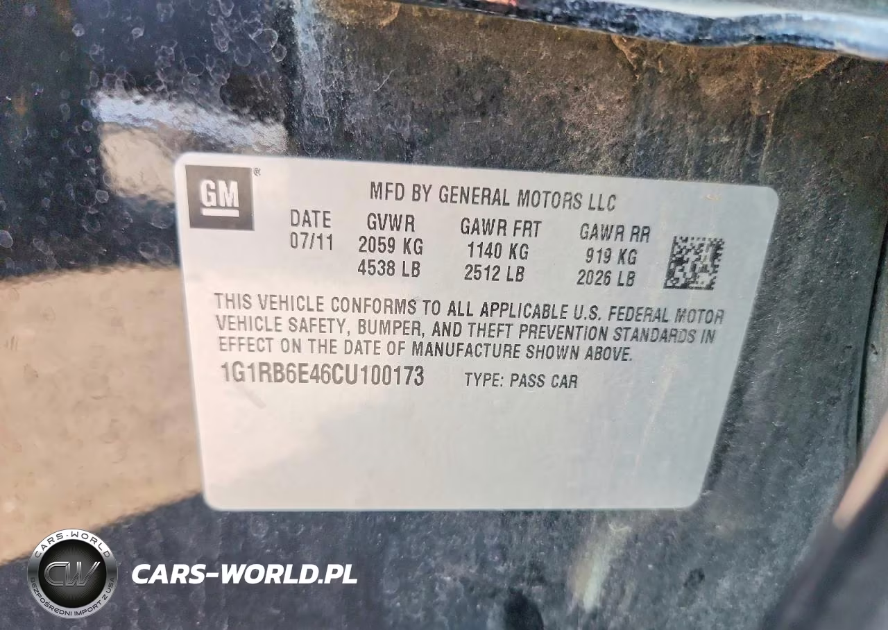 2012 Chevrolet Volt VIN:1G1RB6E46CU100173 - 12