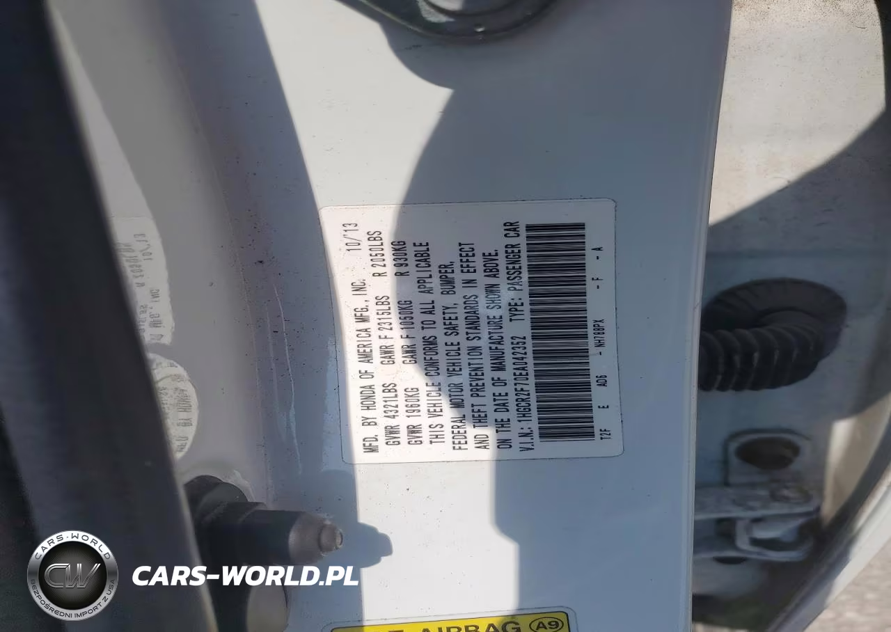 2014 Honda Accord Ex VIN:1HGCR2F70EA042352 - 12