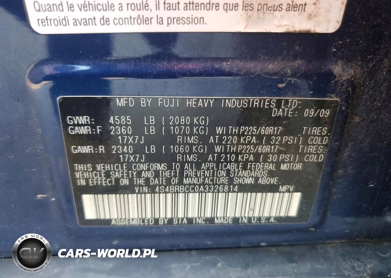 2010 Subaru Outback 2.5I Premium VIN:4S4BRBCC0A3326814 - 13