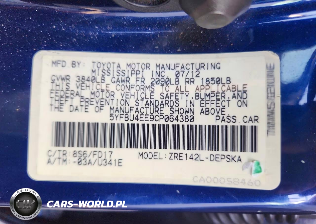 2012 Toyota Corolla S VIN:5YFBU4EE9CP064380 - 12