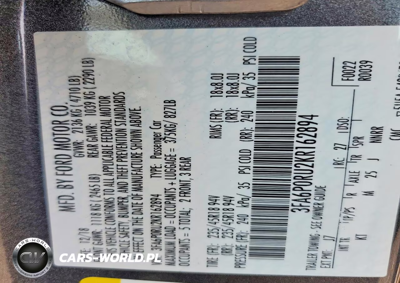 2019 Ford Fusion Titanium VIN:3FA6P0RU2KR162894 - 12