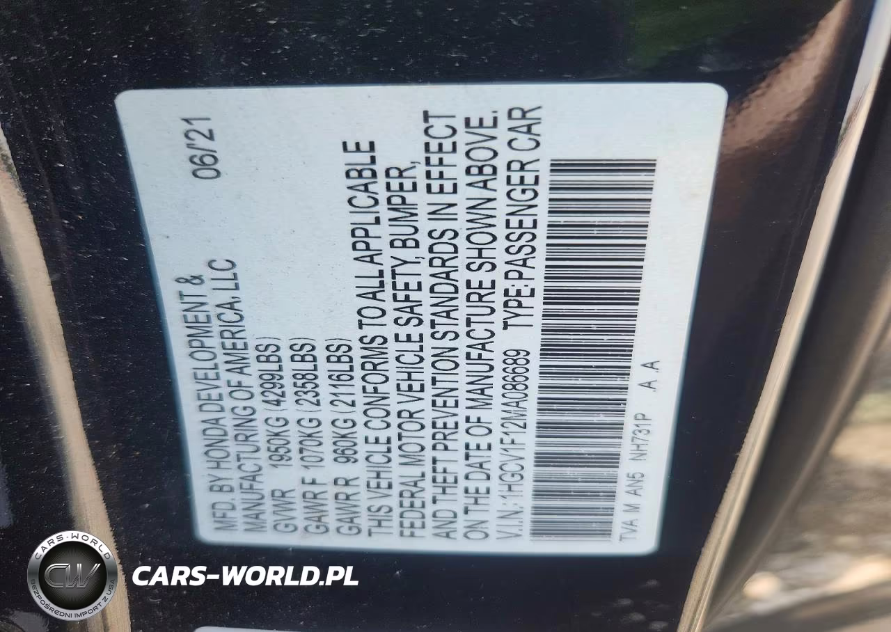 2021 Honda Accord Lx VIN:1HGCV1F12MA086689 - 13