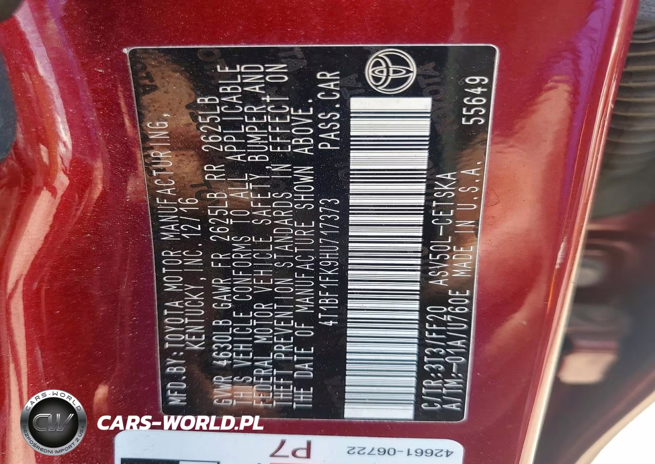 2017 Toyota Camry Se VIN:4T1BF1FK9HU717373 - 12