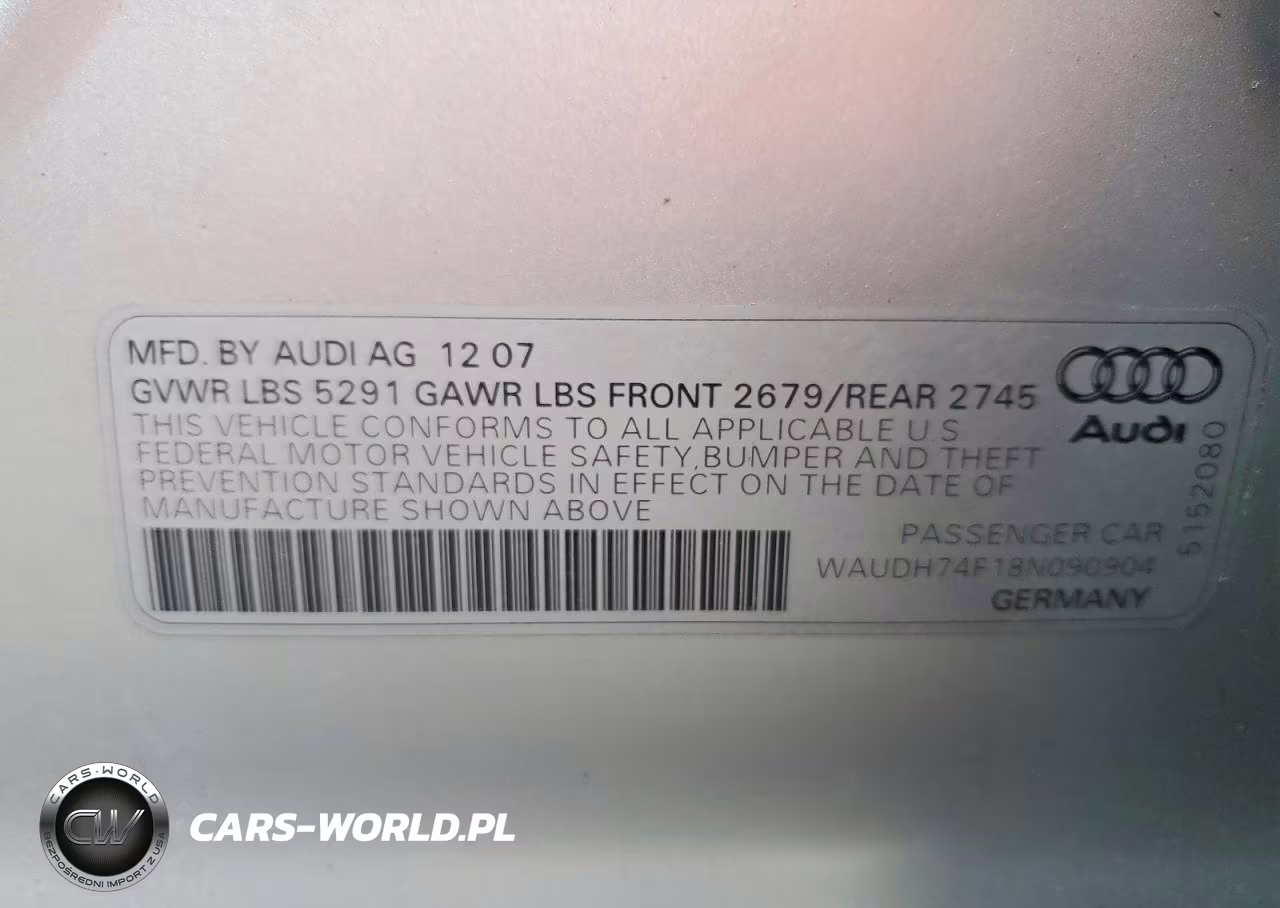 2008 Audi A6 3.2 Quattro VIN:WAUDH74F18N090904 - 12