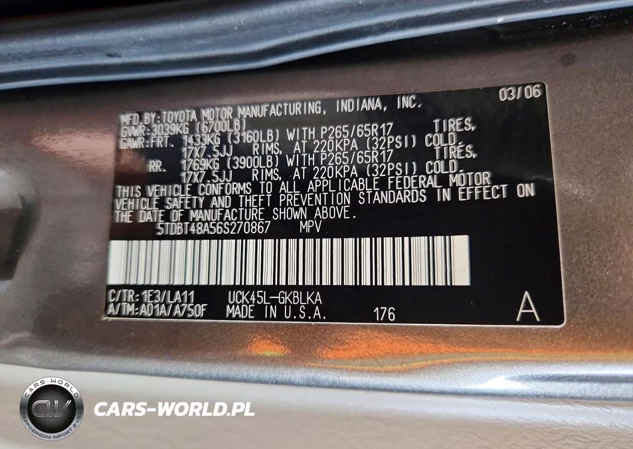2006 TOYOTA SEQUOIA LI VIN:5TDBT48A56S270867 - 13