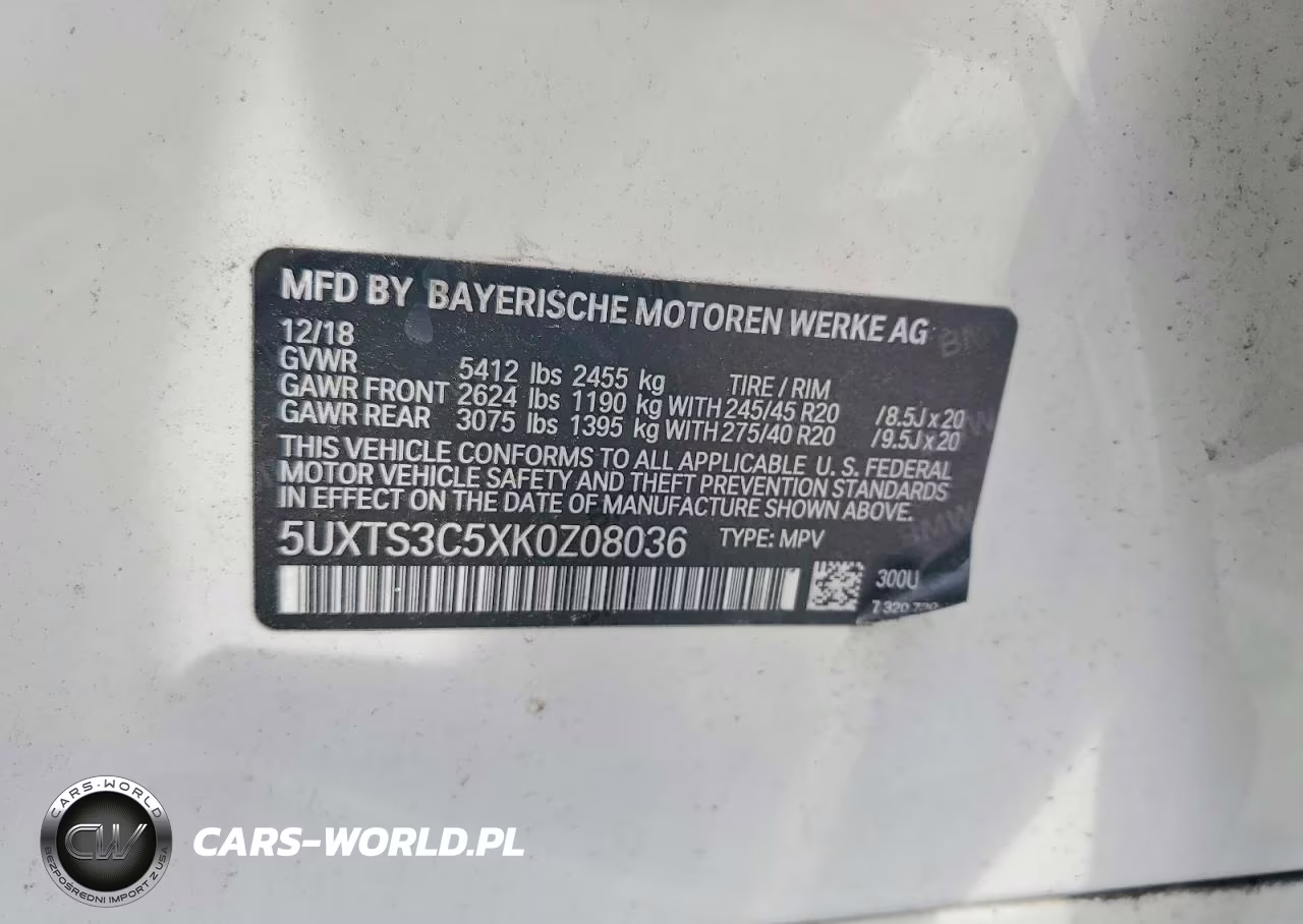 2019 BMW X3 xDrivem40I VIN:5UXTS3C5XK0Z08036 - 13