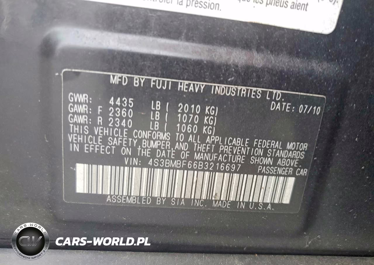 2011 Subaru Legacy 2.5I Premium VIN:4S3BMBF66B3216697 - 12