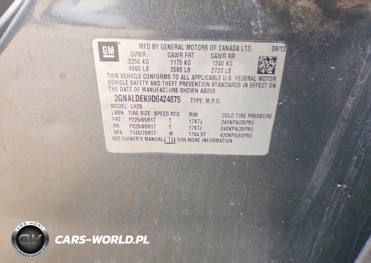 2013 Chevrolet Equinox Lt VIN:2GNALDEK9D6424875 - 12