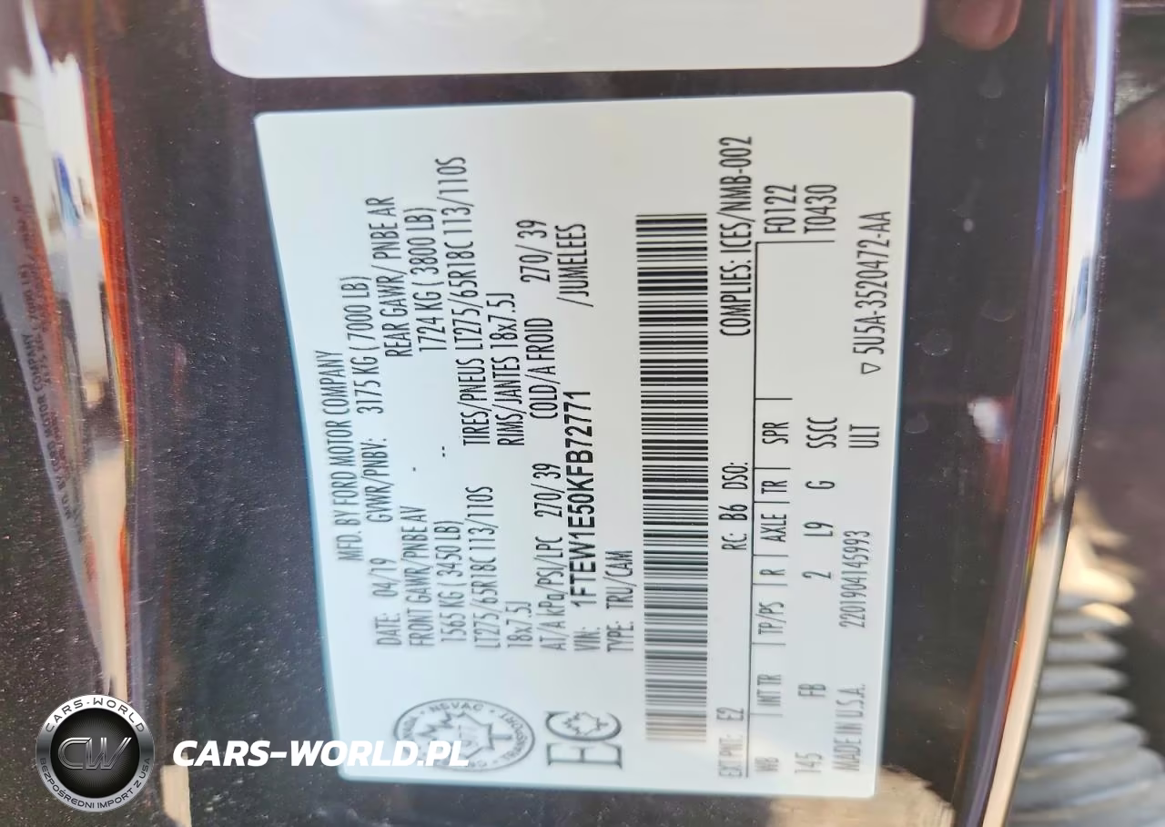 2019 Ford F150 Supercrew VIN:1FTEW1E50KFB72771 - 12