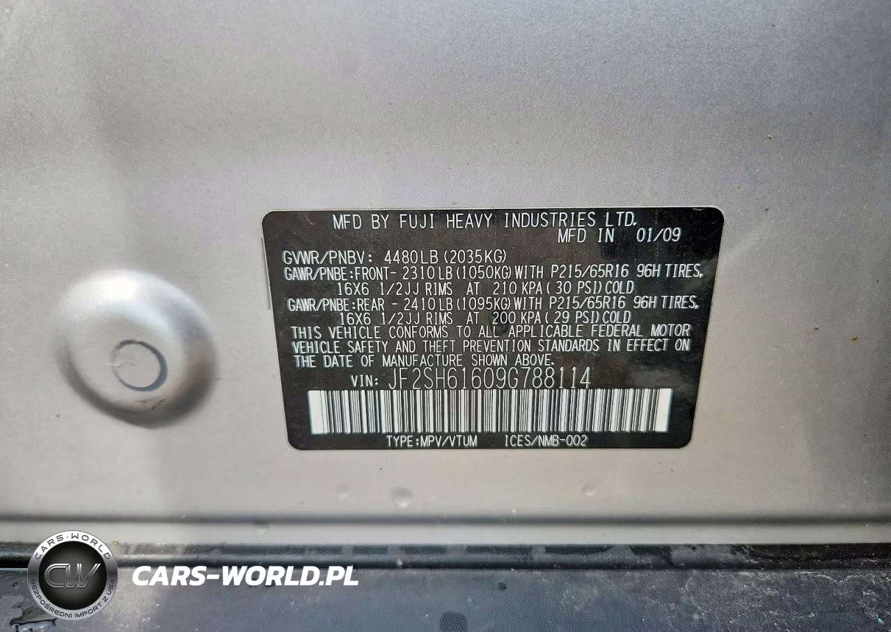 2009 Subaru Forester 2.5X VIN:JF2SH61609G788114 - 12