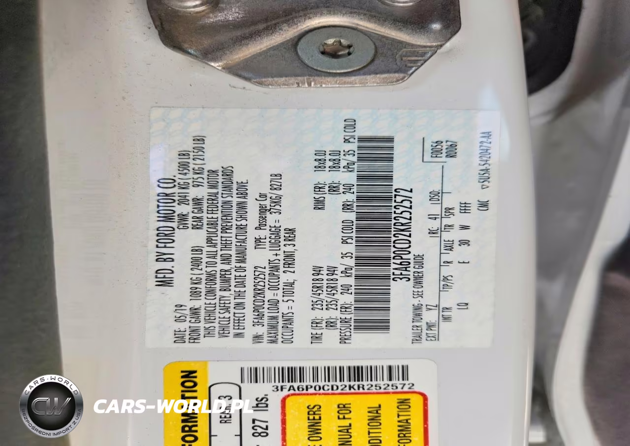 2019 Ford Fusion Sel VIN:3FA6P0CD2KR252572 - 13
