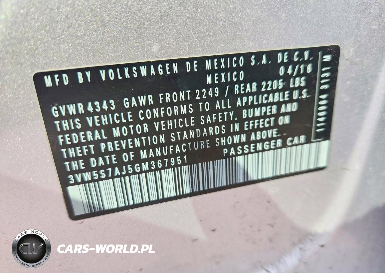 2016 Volkswagen Jetta Gli VIN:3VW5S7AJ5GM367951 - 12