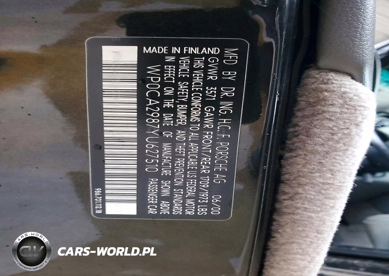 2000 Porsche Boxster VIN:WP0CA2987YU627510 - 12