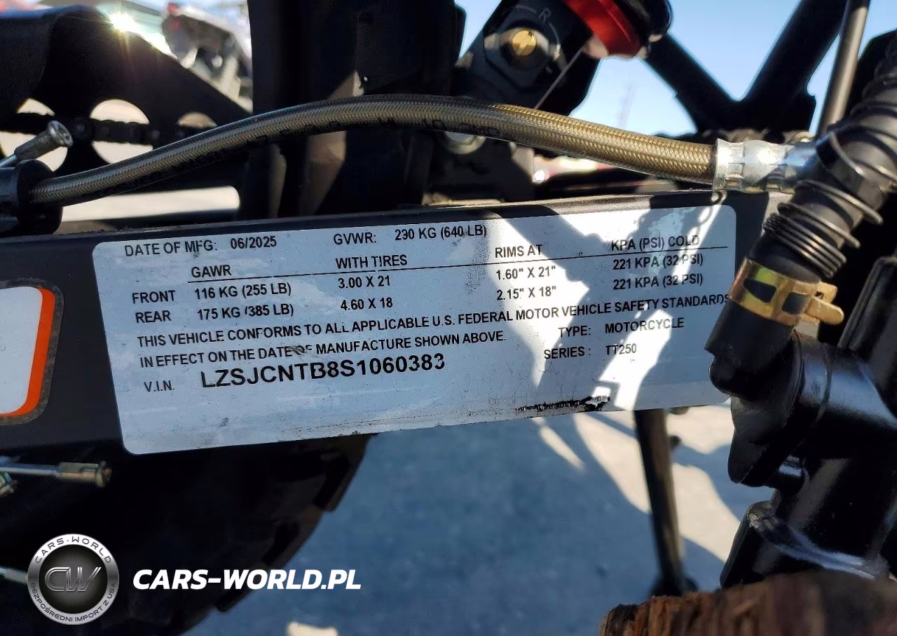 2025 Yamaha Tt250 VIN:LZSJCNTB8S1060383 - 8