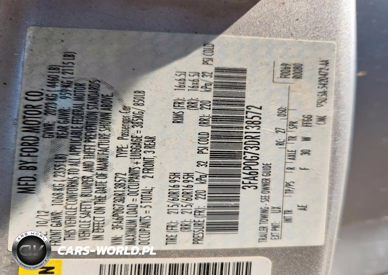 2013 Ford Fusion S VIN:3FA6P0G73DR138572 - 12