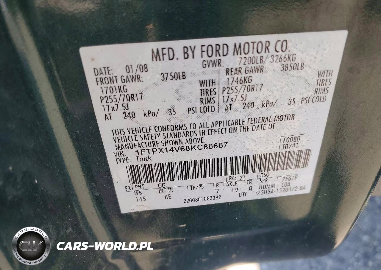2008 Ford F-150 VIN:1FTPX14V68KC86667 - 12