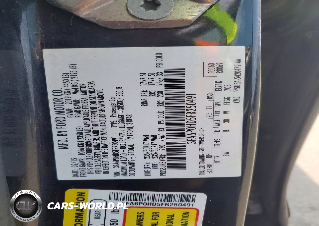 2015 Ford Fusion Se VIN:3FA6P0HD5FR250491 - 12