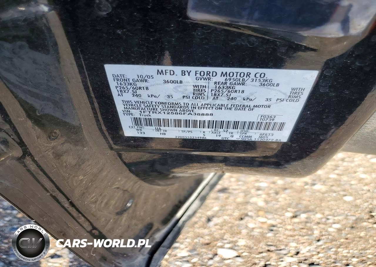 2006 Ford F150 VIN:1FTRX12586FA38888 - 12