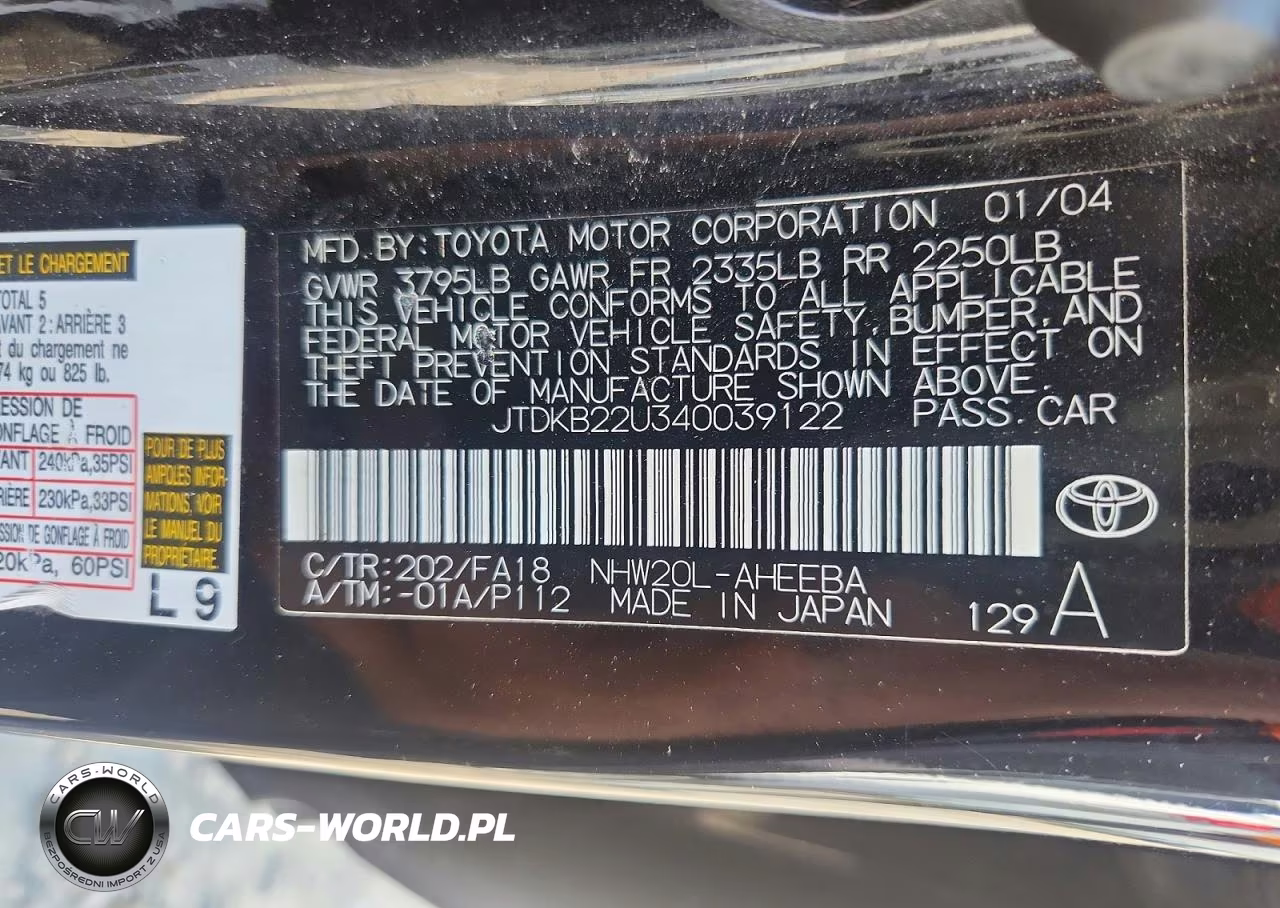 2004 Toyota Prius Base VIN:JTDKB22U340039122 - 12