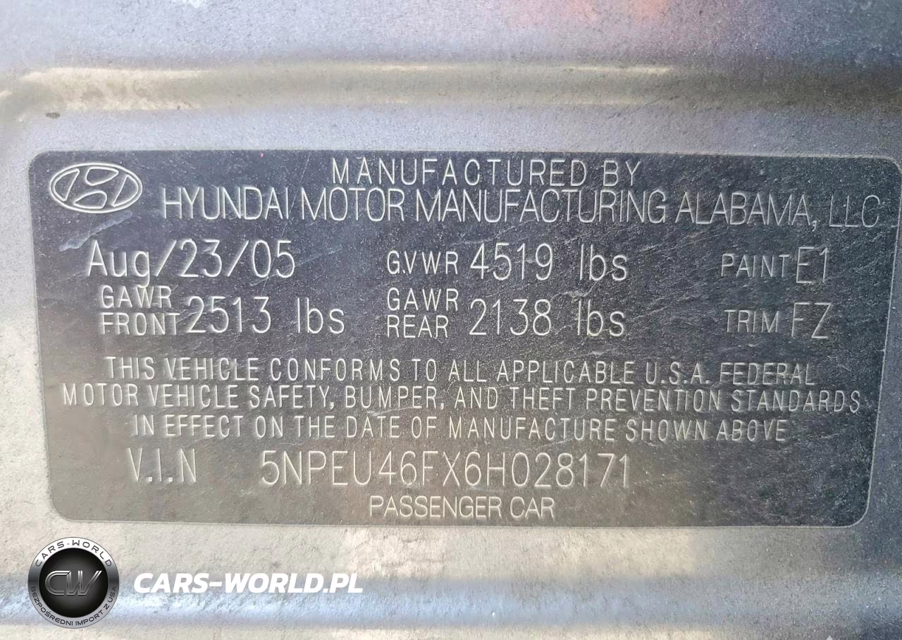 2006 Hyundai Sonata Gls V6 VIN:5NPEU46FX6H028171 - 13