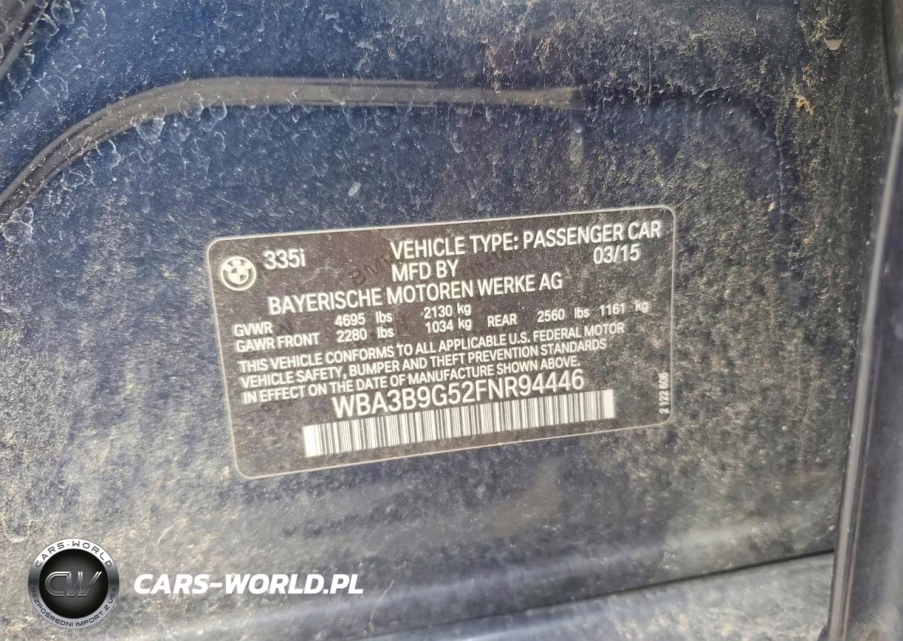 2015 BMW 335 Xi VIN:WBA3B9G52FNR94446 - 12