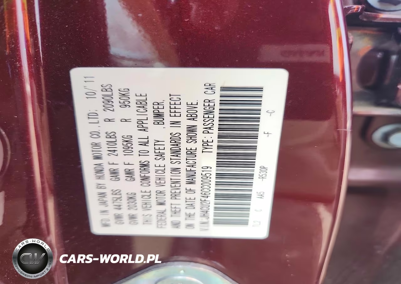 2012 Acura Tsx VIN:JH4CU2F46CC009519 - 12