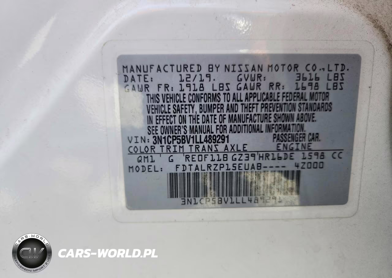 2020 Nissan Kicks S VIN:3N1CP5BV1LL489291 - 14