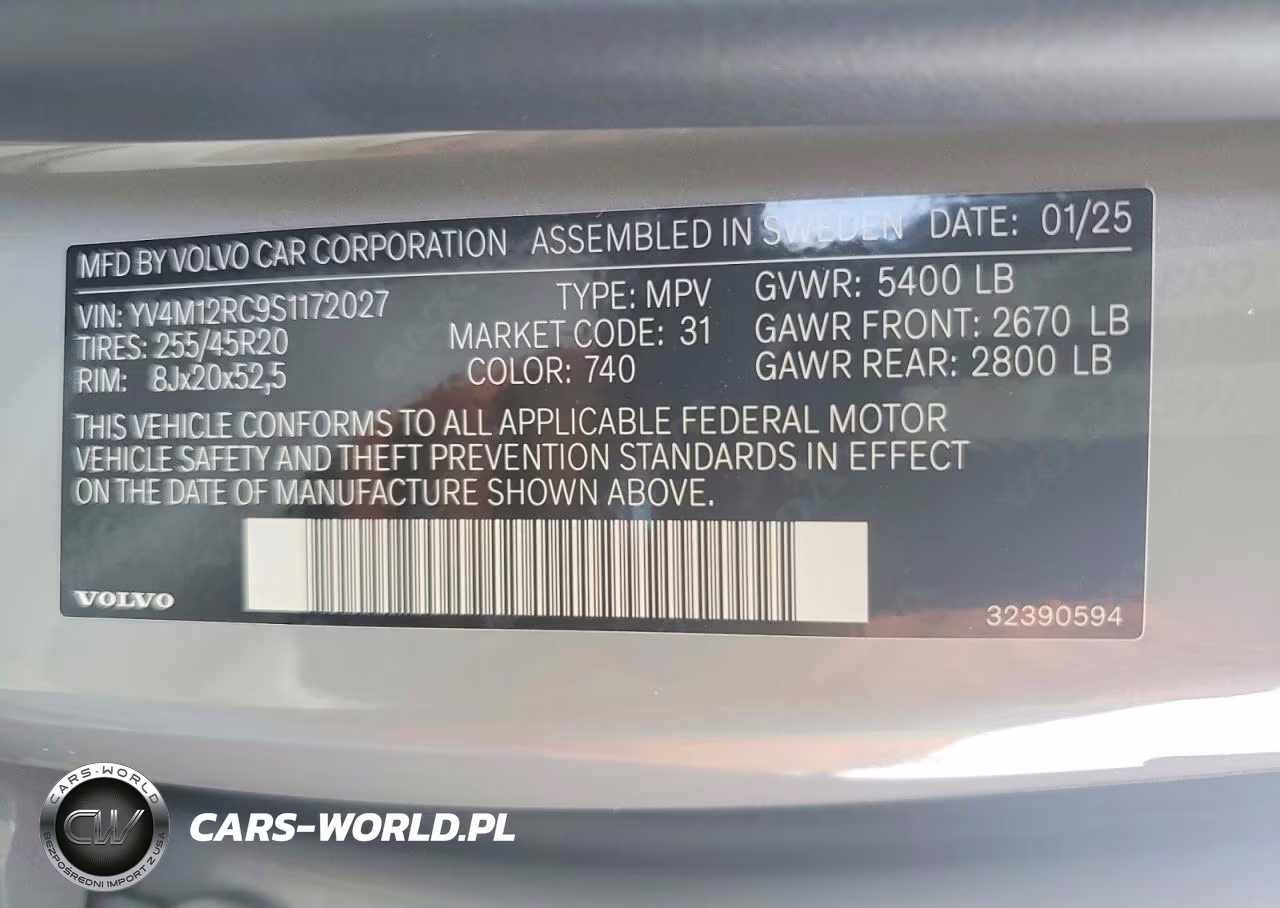 2025 Volvo Xc60 Plus VIN:YV4M12RC9S1172027 - 13