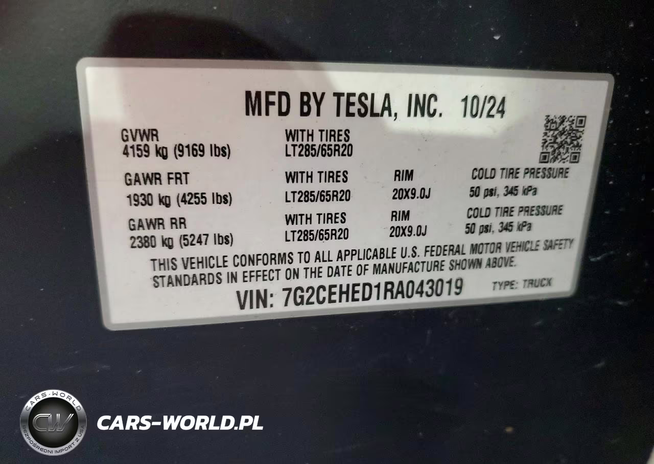 2024 Tesla Cybertruck VIN:7G2CEHED1RA043019 - 12