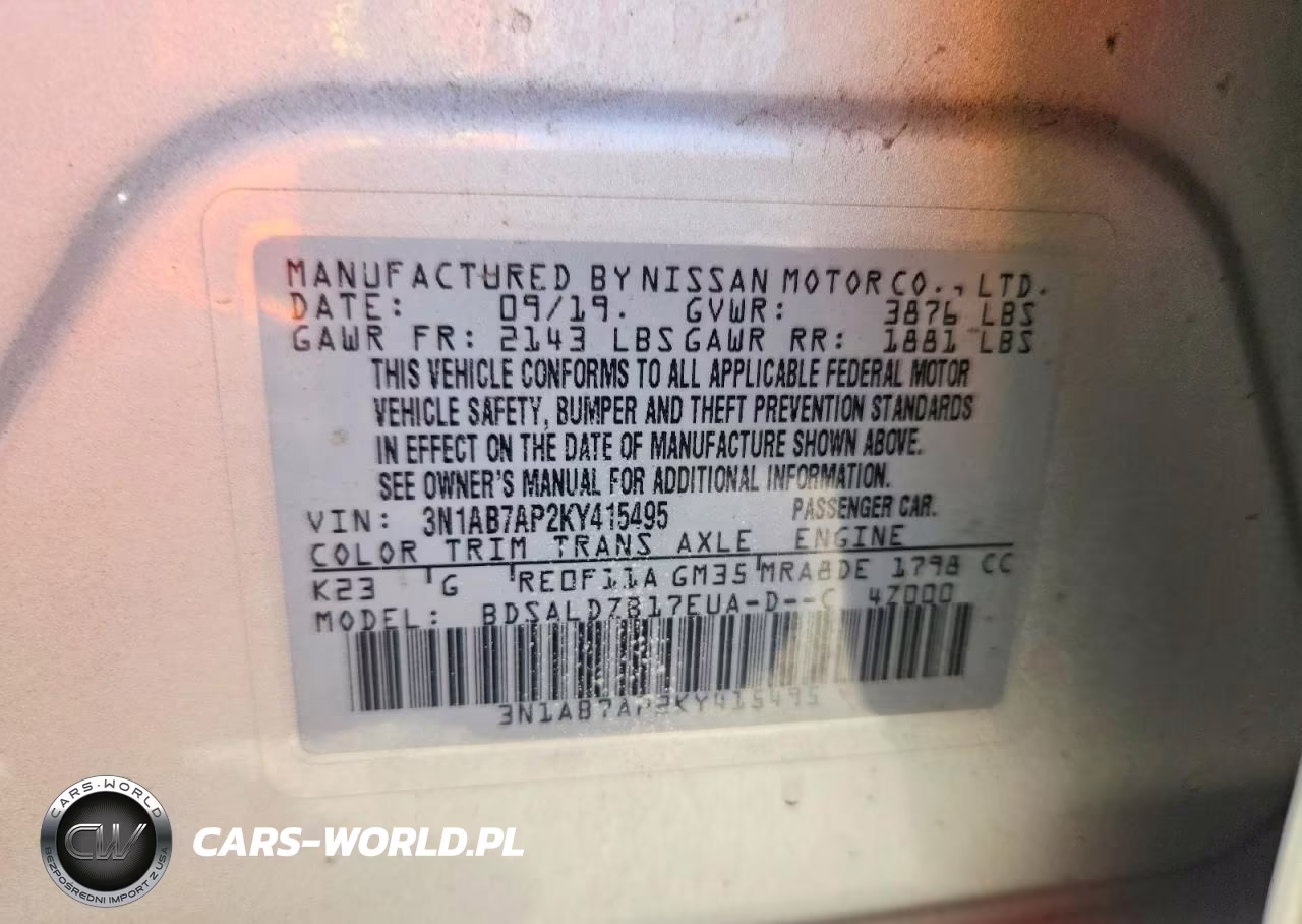 2019 Nissan Sentra Sv VIN:3N1AB7AP2KY415495 - 12