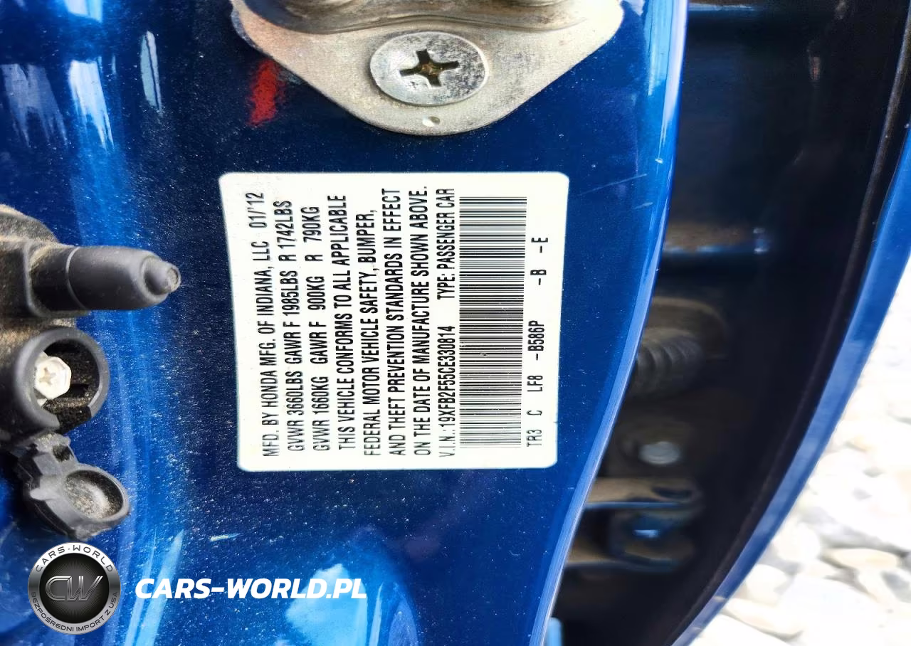 2012 Honda Civic Lx VIN:19XFB2F55CE330814 - 12