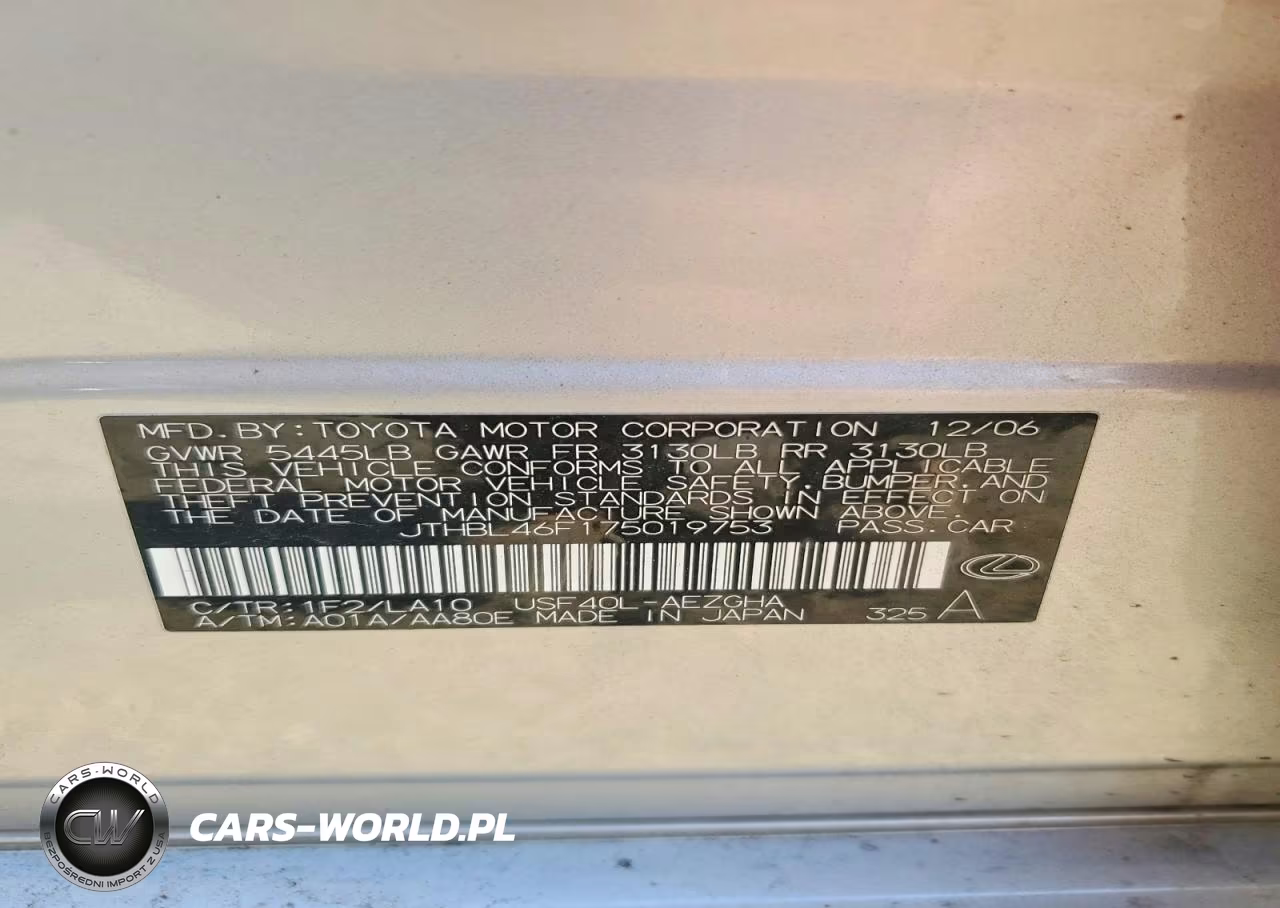 2007 Lexus Ls 460 VIN:JTHBL46F175019753 - 12