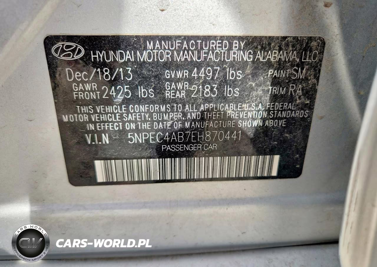 2014 Hyundai Sonata Limited 2.0T VIN:5NPEC4AB7EH870441 - 12