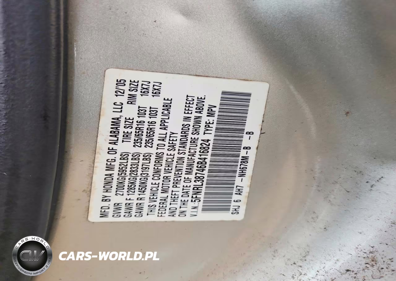 2006 Honda Odyssey Exl VIN:5FNRL38746B416824 - 13