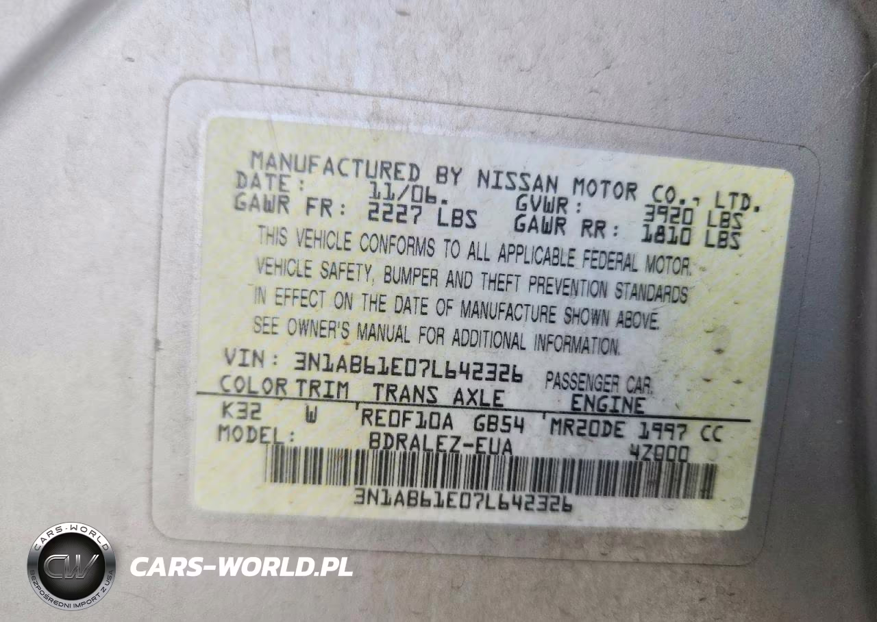 2007 Nissan Sentra 2.0 VIN:3N1AB61E07L642326 - 13