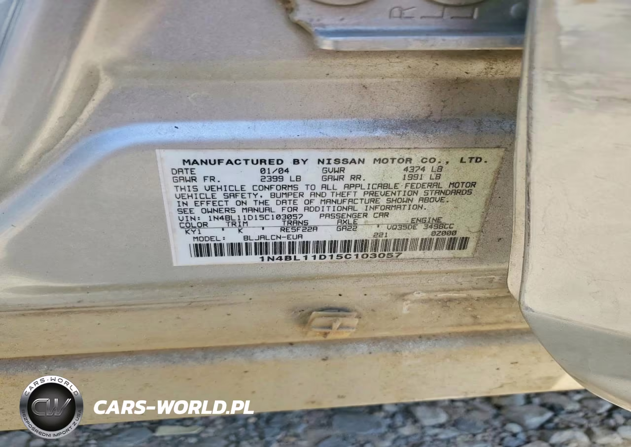 2005 Nissan Altima 3.5 Se VIN:1N4BL11D15C103057 - 12