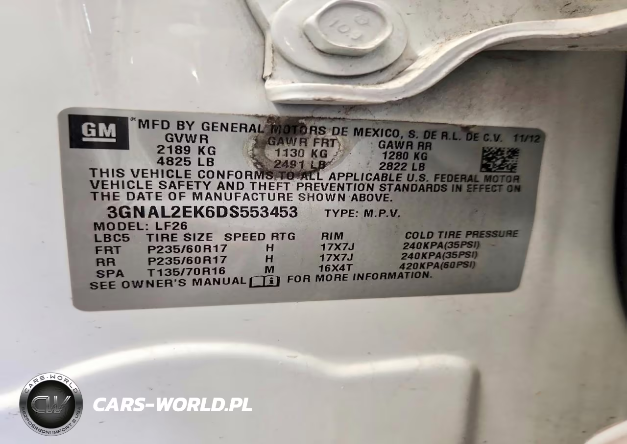 2013 Chevrolet Captiva Lt VIN:3GNAL2EK6DS553453 - 13