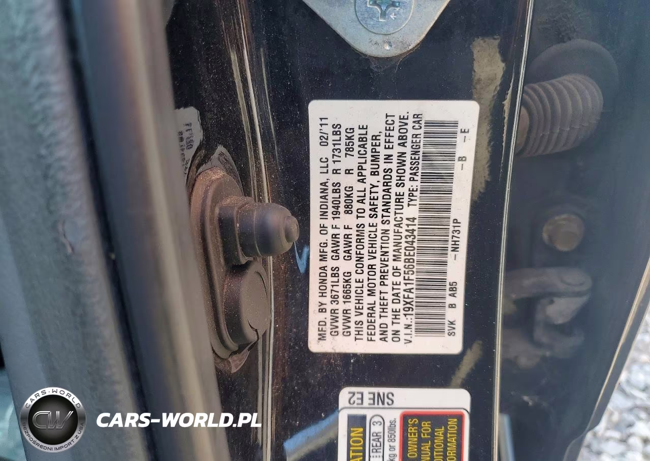 2011 Honda Civic Lx VIN:19XFA1F56BE043414 - 12