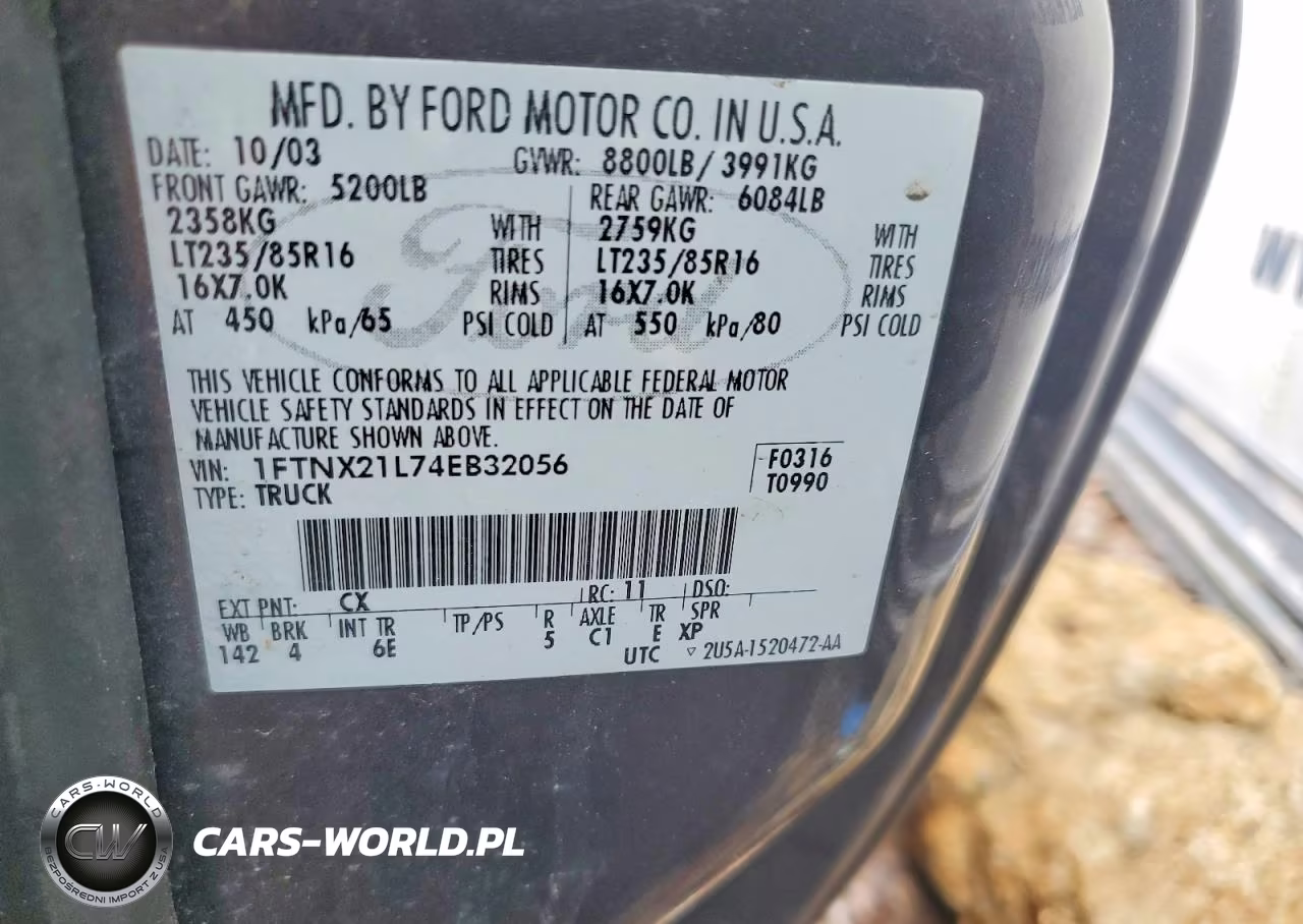 2004 Ford F250 Super Duty VIN:1FTNX21L74EB32056 - 13