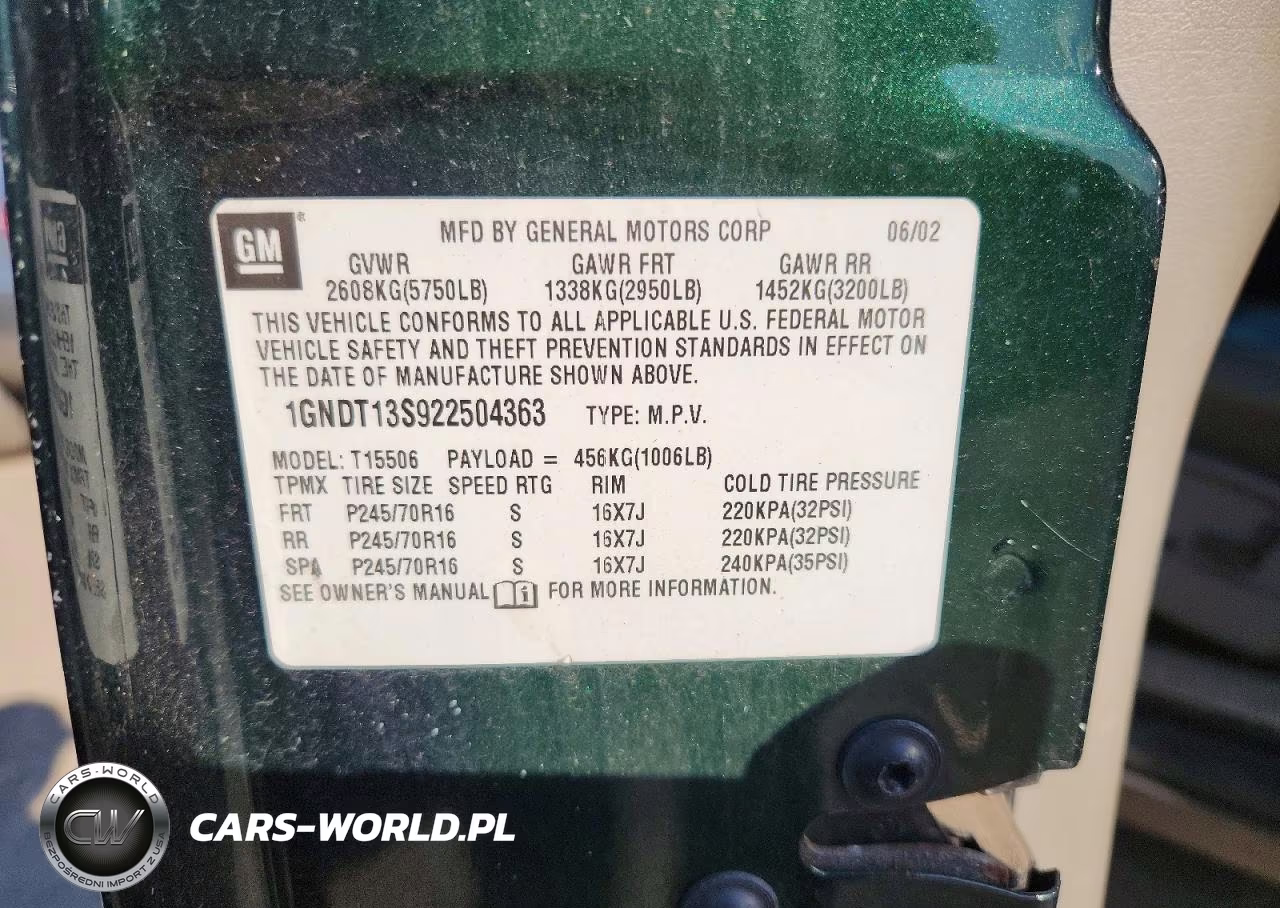 2002 Chevrolet Trailblazer VIN:1GNDT13S922504363 - 13