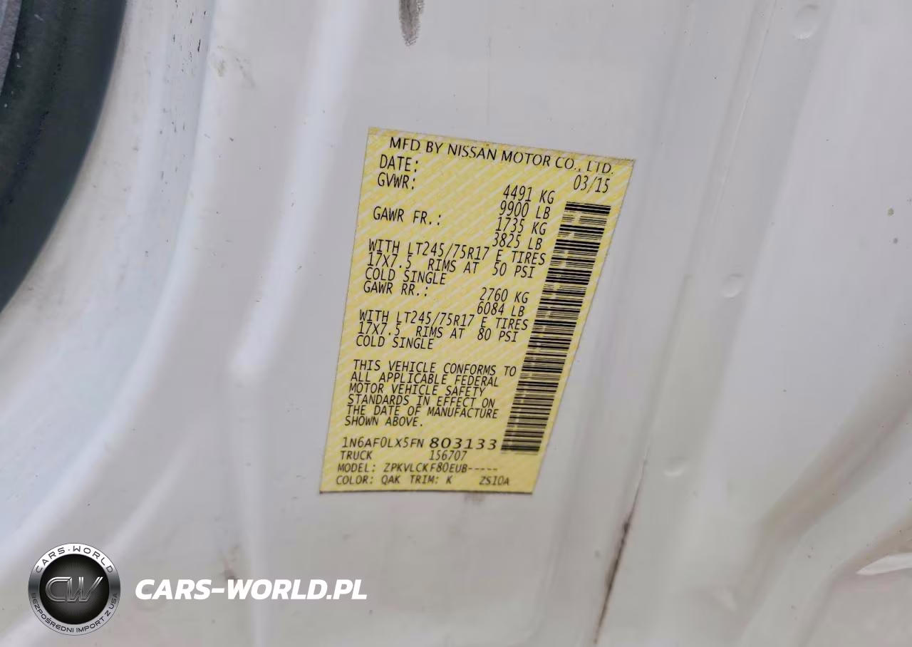 2015 Nissan Nv 3500 Hd S VIN:1N6AF0LX5FN803133 - 13