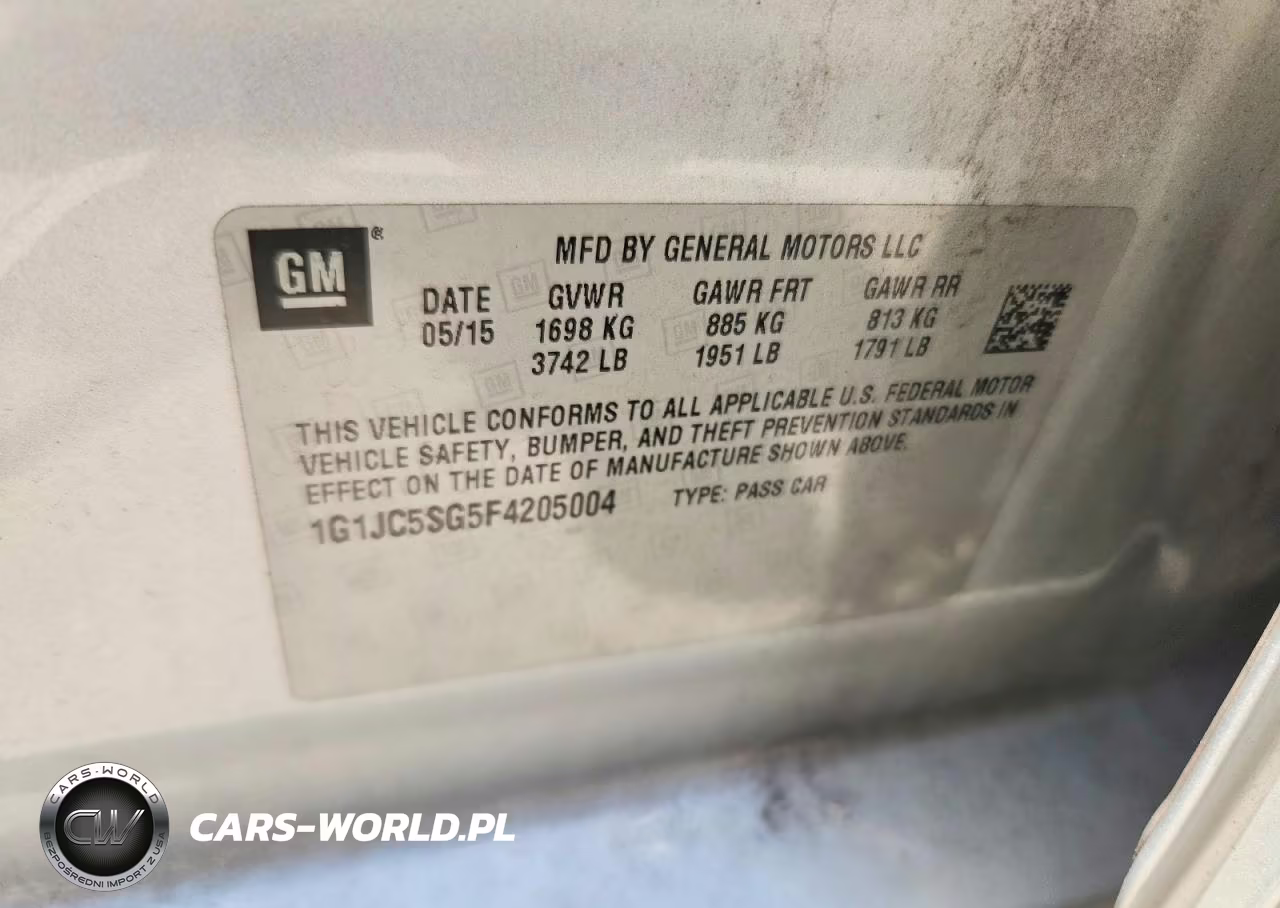 2015 Chevrolet Sonic Lt VIN:1G1JC5SG5F4205004 - 12