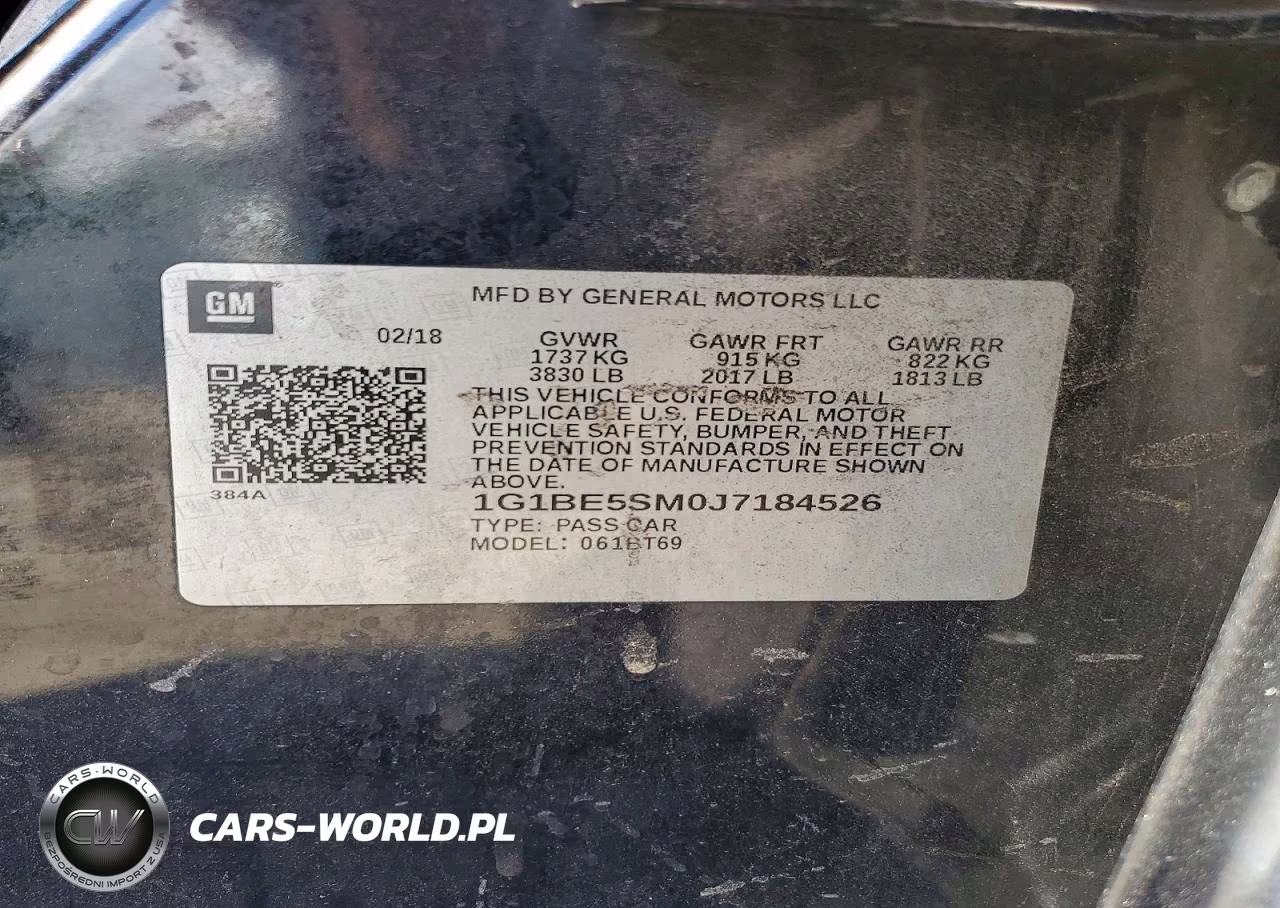 2018 Chevrolet Cruze Lt VIN:1G1BE5SM0J7184526 - 12