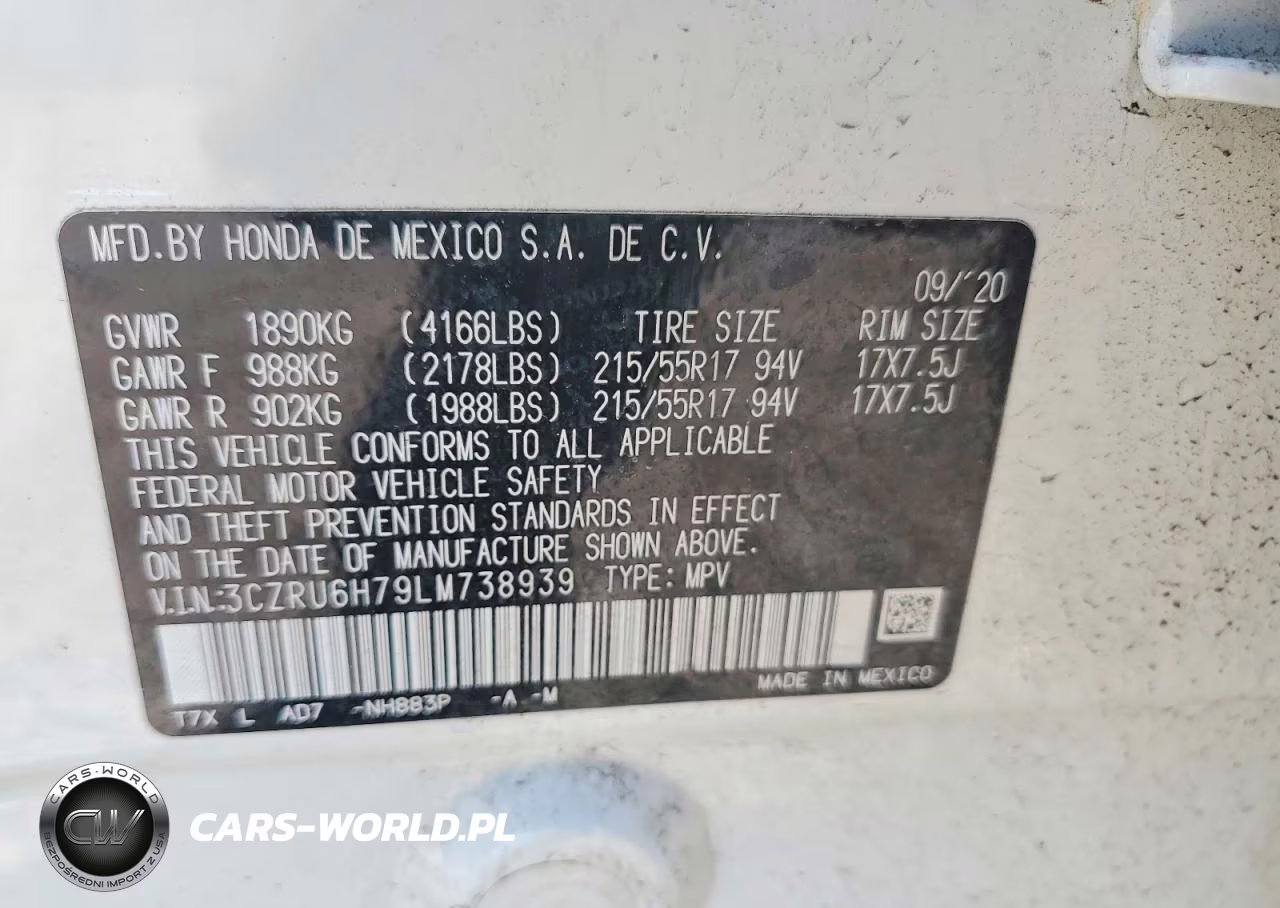 2020 Honda Hr-V Exl VIN:3CZRU6H79LM738939 - 14