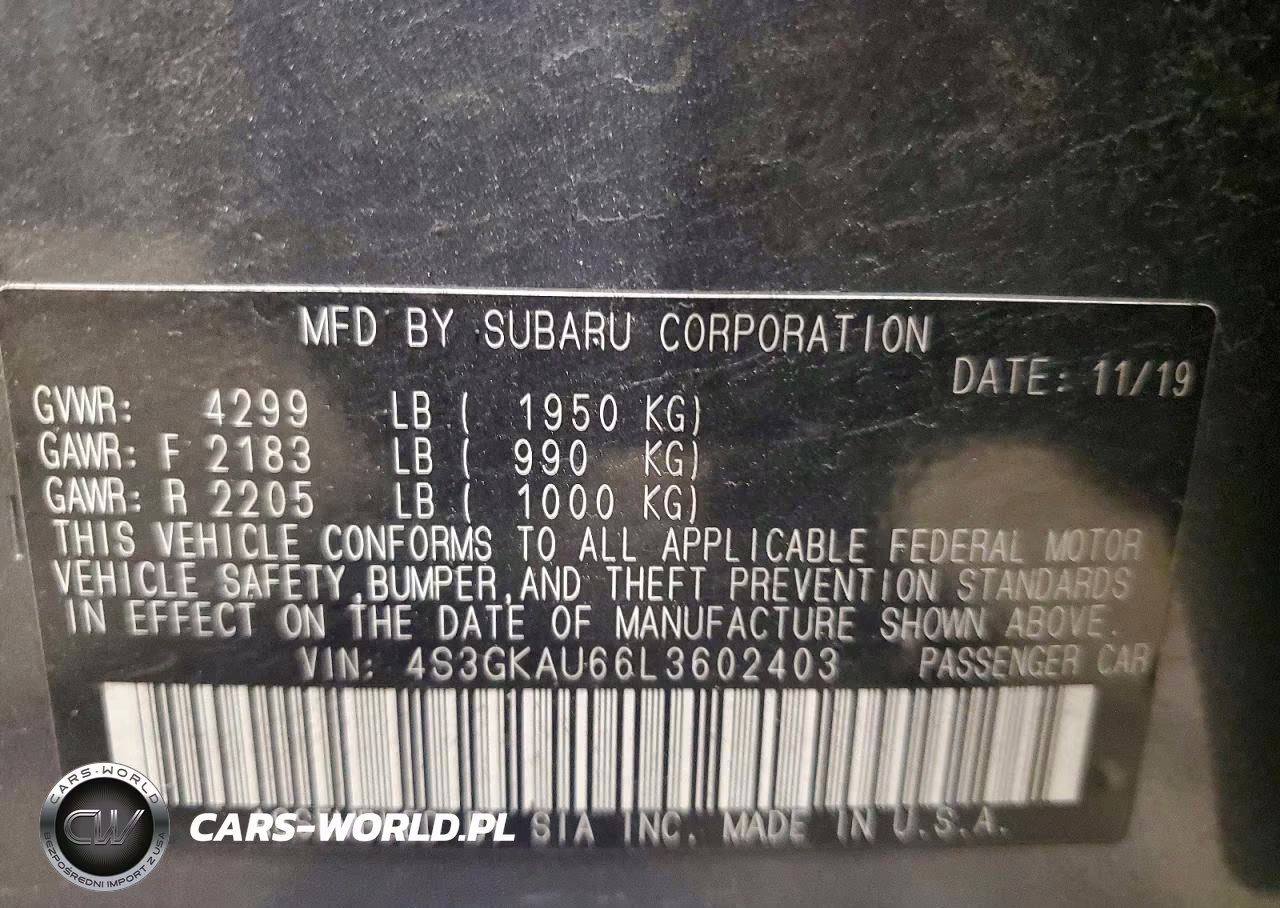 2020 Subaru Impreza Limited VIN:4S3GKAU66L3602403 - 12