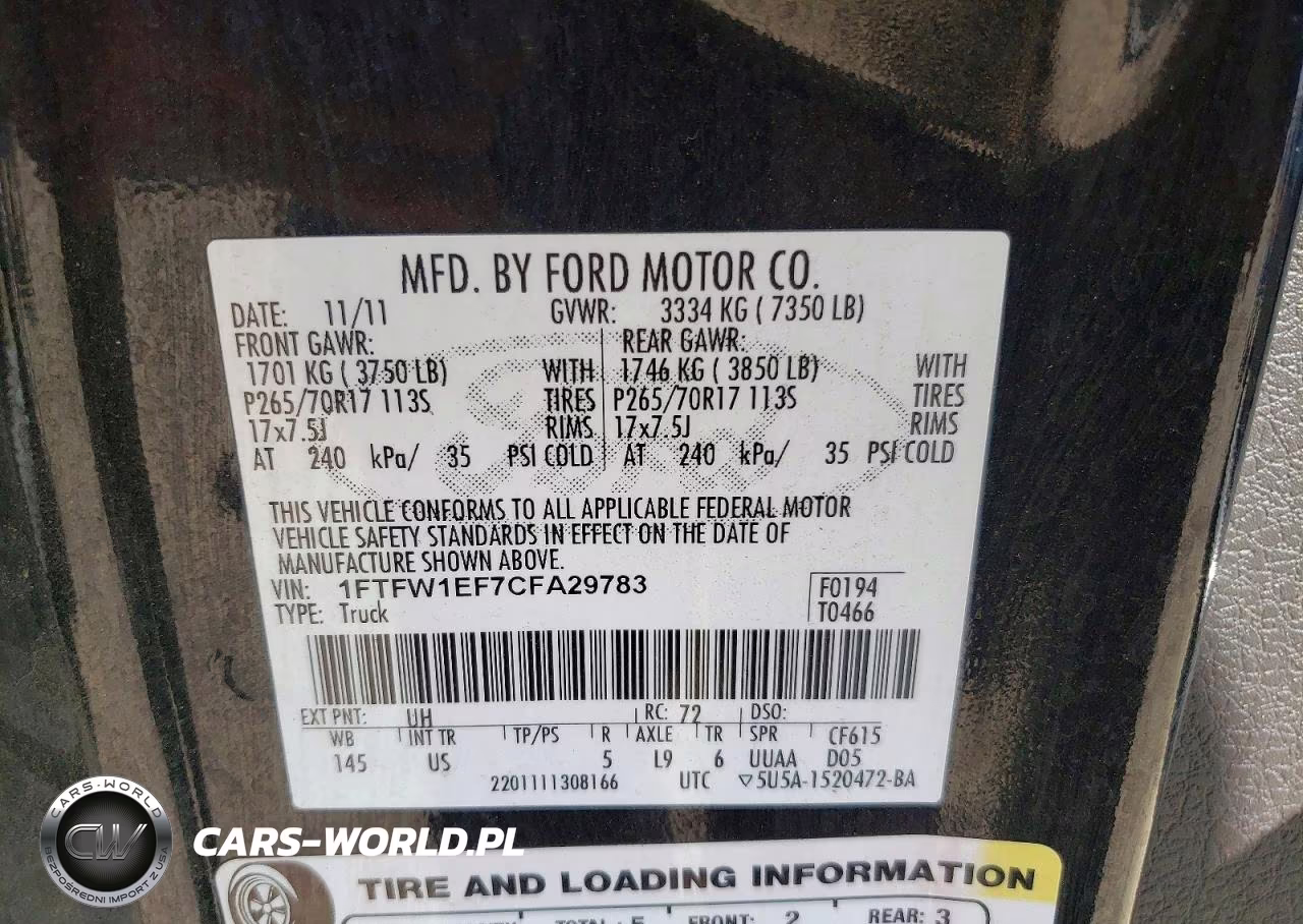 2012 Ford F150 Supercrew VIN:1FTFW1EF7CFA29783 - 12