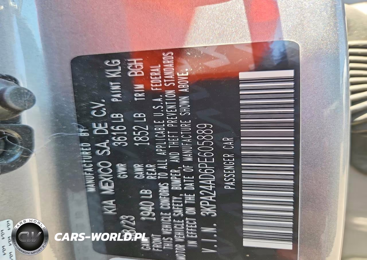 2023 Kia Rio S VIN:3KPA24AD6PE605889 - 13