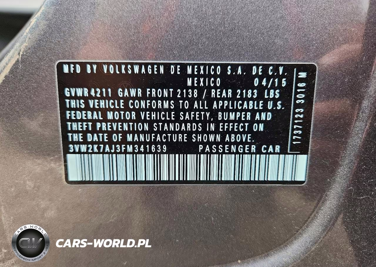 2015 Volkswagen Jetta Base VIN:3VW2K7AJ3FM341639 - 12