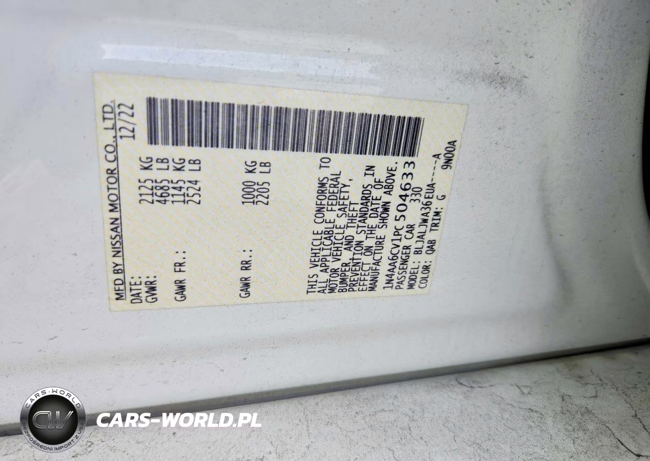 2023 Nissan Maxima Sv VIN:1N4AA6CV1PC504633 - 12