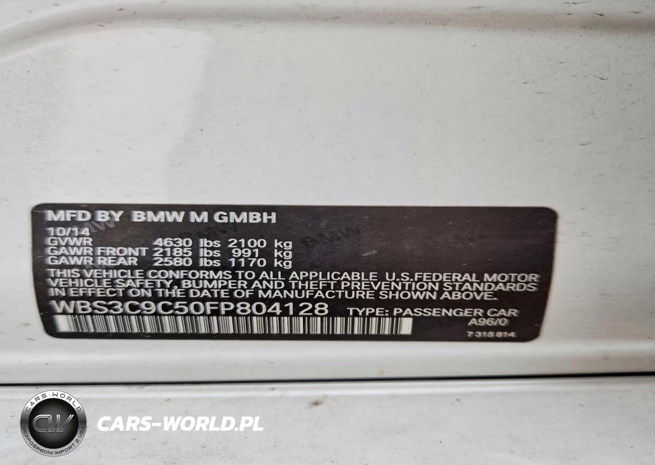 2015 BMW M3 VIN:WBS3C9C50FP804128 - 13